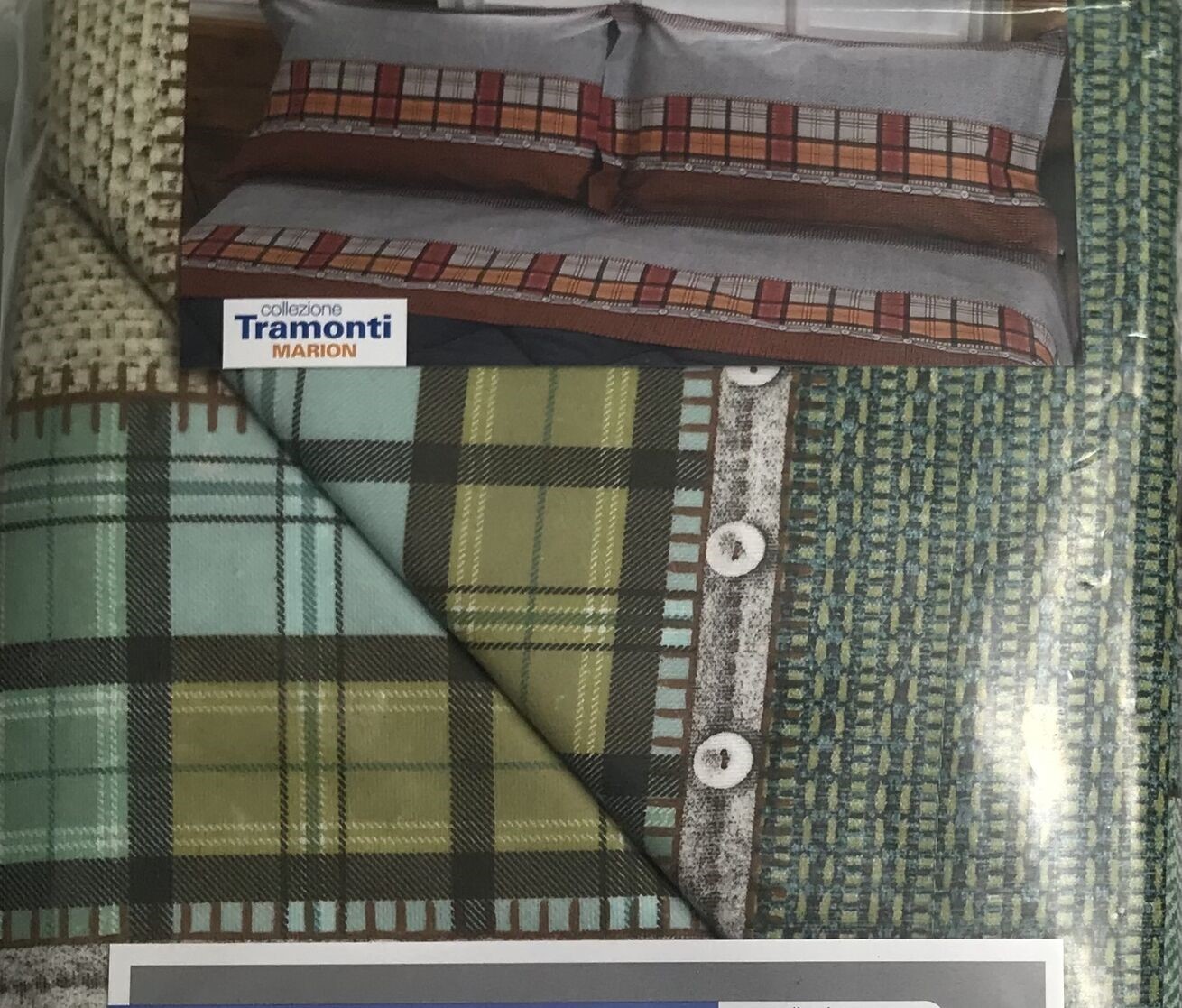 *COMPLETO LETTO MATRIMONIALE BIANCALUNA COTONE SOPRA SOTTO FEDERA COLORE VERDE
