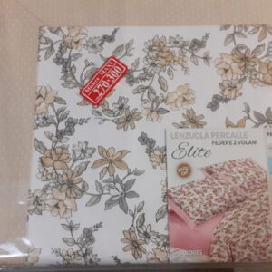 *Completo Lenzuola Matrimoniale 2 Piazze Tessier Elite In Puro Cotone Percalle