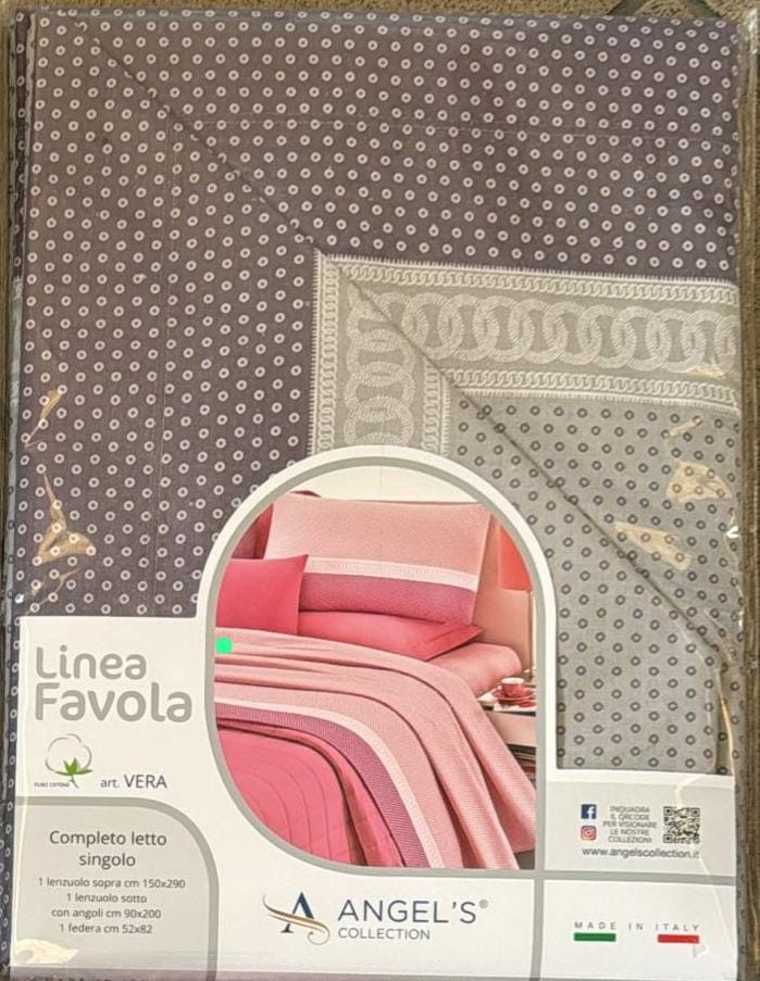 *Completo Lenzuola 100% Cotone Letto SINGOLO ANGEL'S COLLECTION LINEA FAVOLA VERA