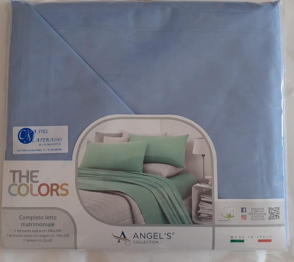*Completo Lenzuola 100% Cotone Letto Matrimoniale ANGEL'S COLLECTION LINEA THE COLORS