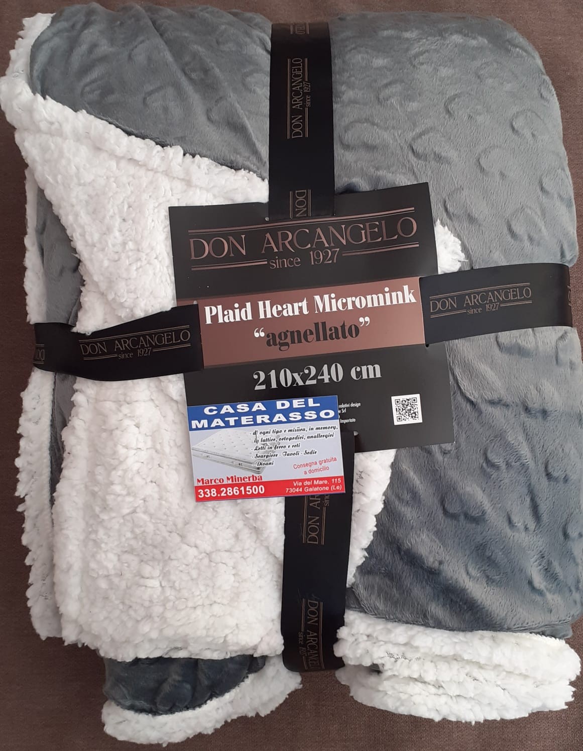 *PLAID MATRIMONIALE AGNELLATO GRIGIO