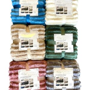 -Plaid Coperta In Morbida Flanella Jaquard Renee Legrand A Coste Larghe Elegante E Caldissimo
